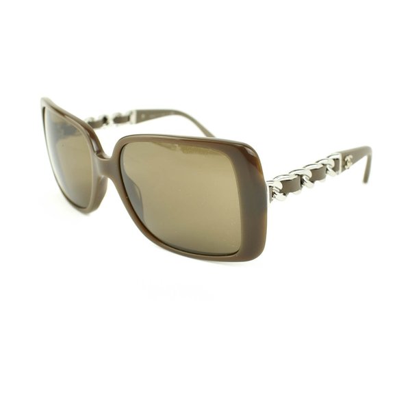 CHANEL Accessories - CHANEL "Chain": Taupe Leather CC Sunglasses (kt)